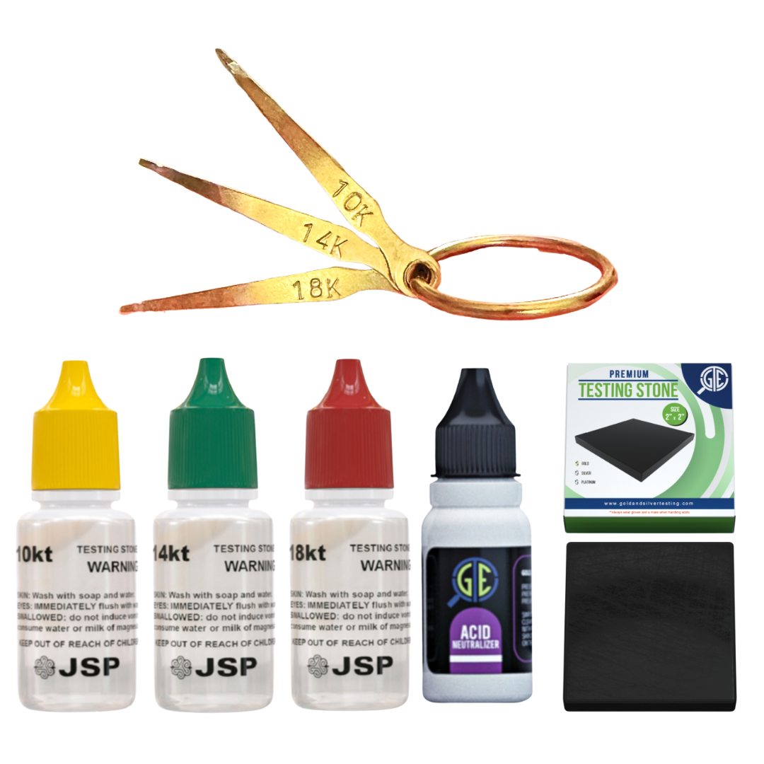 Gold Testing Kit 10K, 14K, 18K Acids, Test Needles & Stone – inkojet