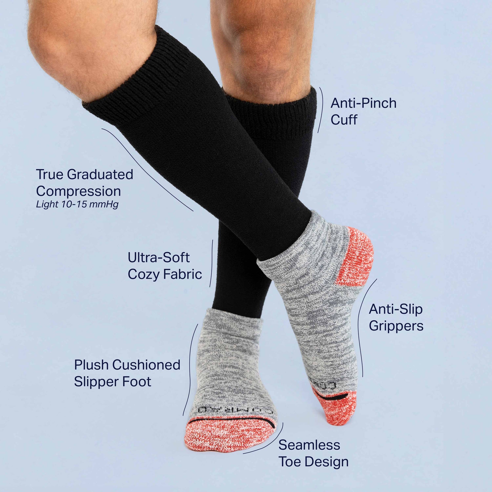 CozyGrip Compression Slipper Socks - Black – inkojet