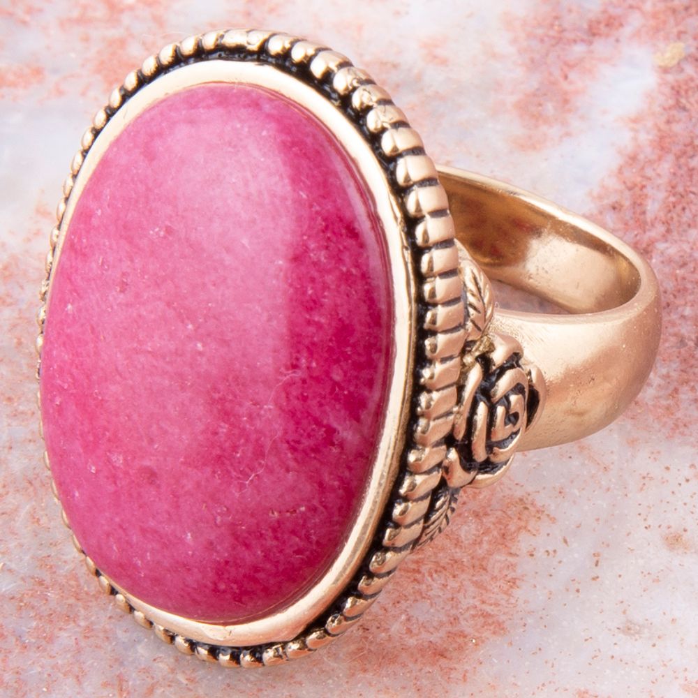 Rosie Pink Rhodonite and Golden Bronze Ring – inkojet